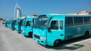 Shuttle Buses with in-vehicle information system.